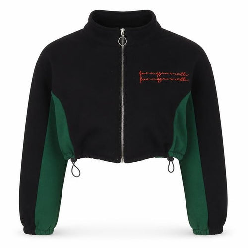 Zaful Womens Green Cotton Full Zip Sweatshirt Size S Zip - Embroidered