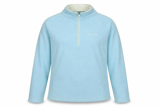 Front view of Damart women’s blue polyester pullover sweatshirt, size L, zip