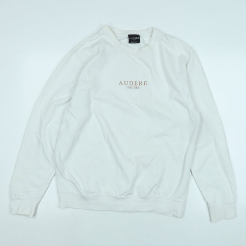 Audere Couture Womens White Polyester Pullover Sweatshirt Size L