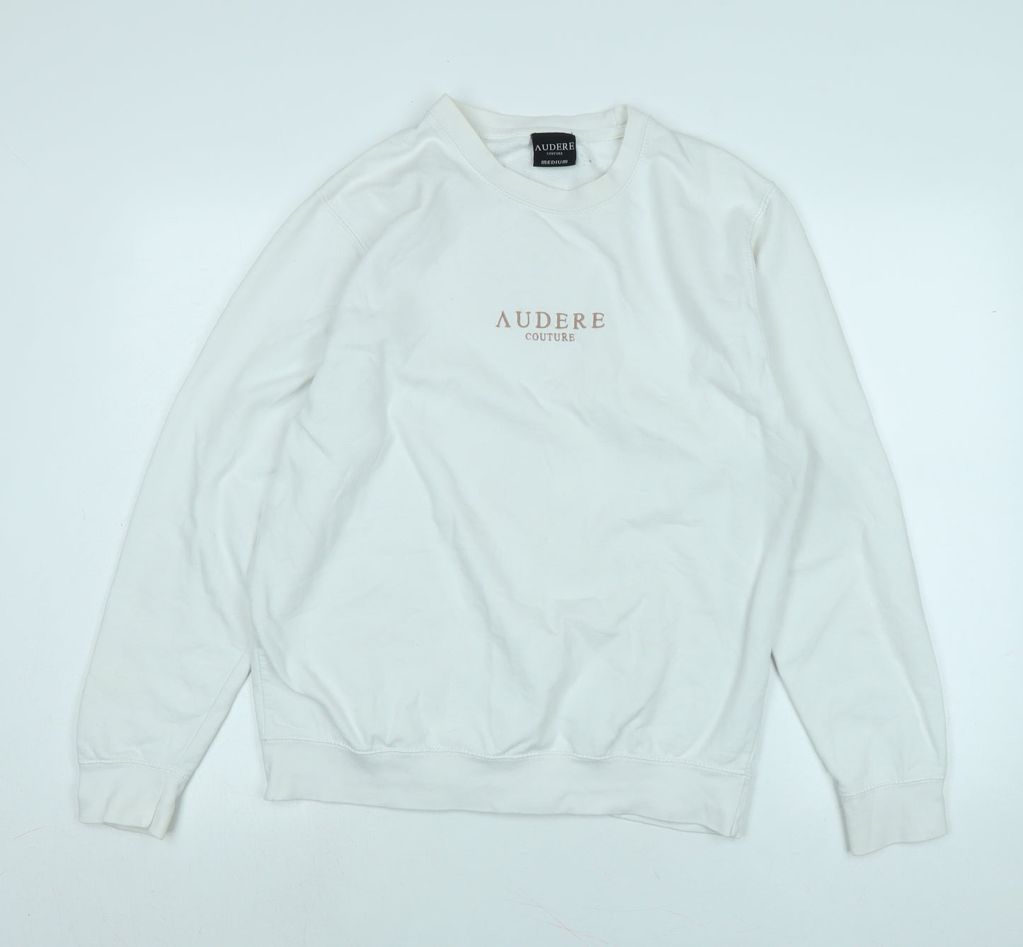 Audere Couture Womens White Polyester Pullover Sweatshirt Size L
