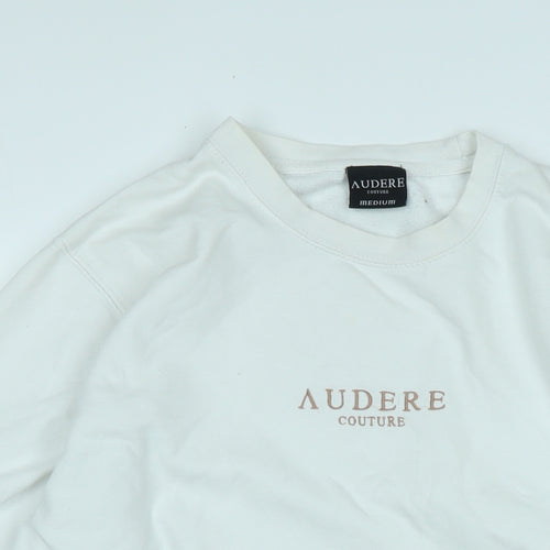 Audere Couture Womens White Polyester Pullover Sweatshirt Size L