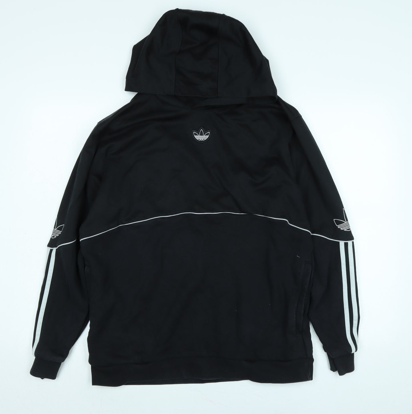 adidas Mens Black Polyester Pullover Hoodie Size L