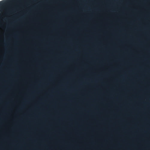Maine Mens Blue Cotton Polo Size L Collared Button
