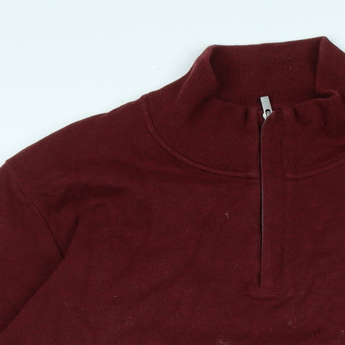 GANT Mens Red Mock Neck Cotton Pullover Jumper Size XL Long Sleeve - Logo