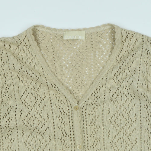 Daxon Womens Beige V-Neck Cotton Cardigan Jumper Size 14 - Logo