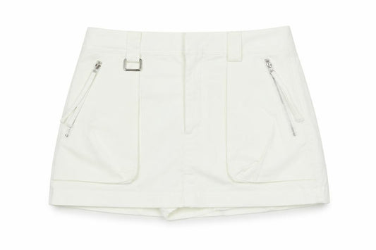 Zara Womens White Cotton A-Line Skort Size S Regular Zip