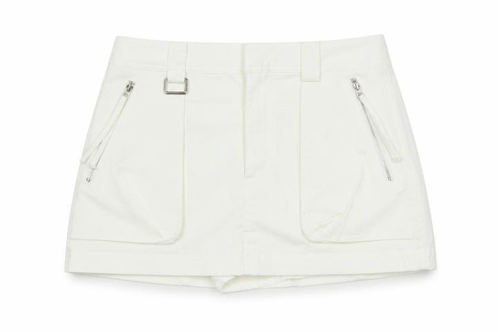 Front view of Zara women’s white cotton a-line skort, size S, regular zip