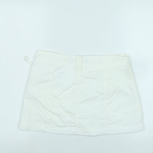 Zara Womens White Cotton A-Line Skort Size S Regular Zip