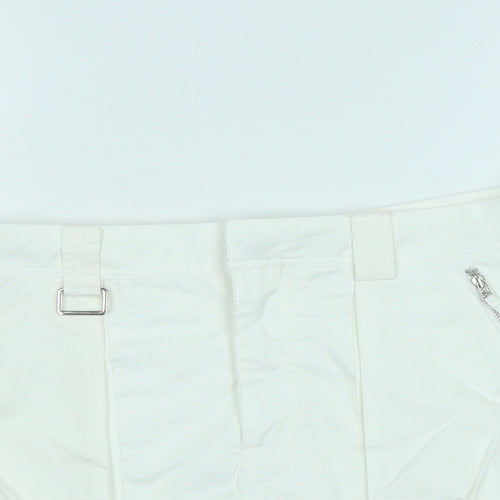 Zara Womens White Cotton A-Line Skort Size S Regular Zip