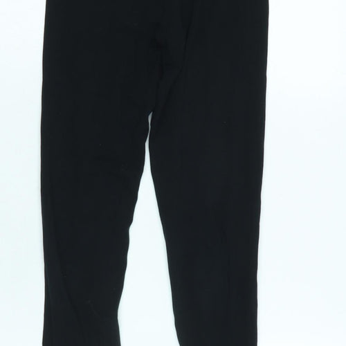 Marks and Spencer Girls Black Cotton Jogger Trousers Size 10-11 Years L22.5 in Regular