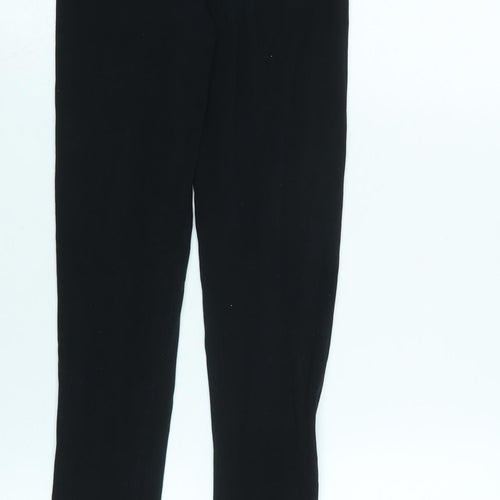 Marks and Spencer Girls Black Cotton Jogger Trousers Size 10-11 Years L22.5 in Regular