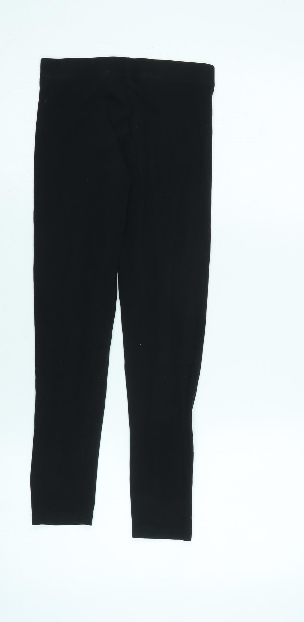 Marks and Spencer Girls Black Cotton Jogger Trousers Size 10-11 Years L22.5 in Regular