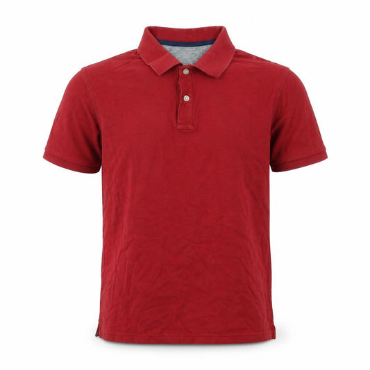 Front view of Marks & Spencer men’s red cotton polo, size M, collared button