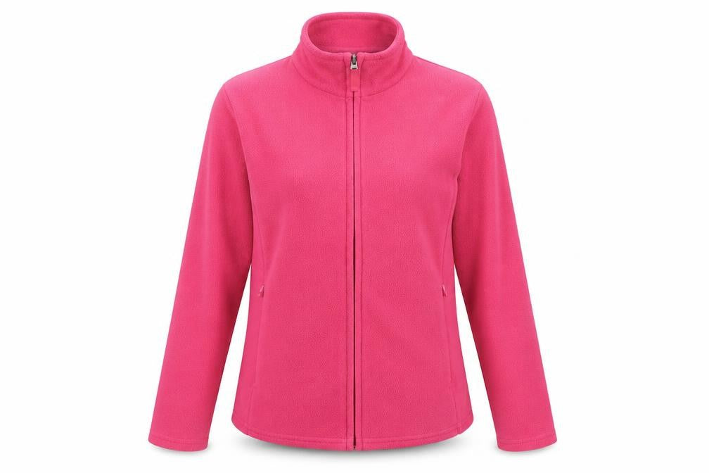 Front view of Marks & Spencer women’s pink jacket, size UK 10, zip