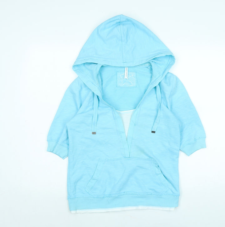 Marks and Spencer Womens Blue Cotton Pullover Hoodie Size 10