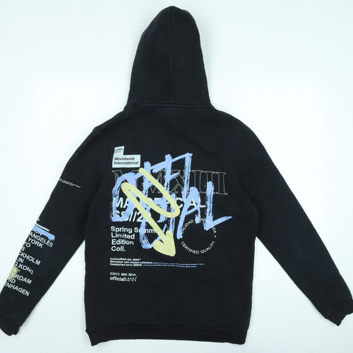boohoo man Mens Black Polyester Pullover Hoodie Size XS