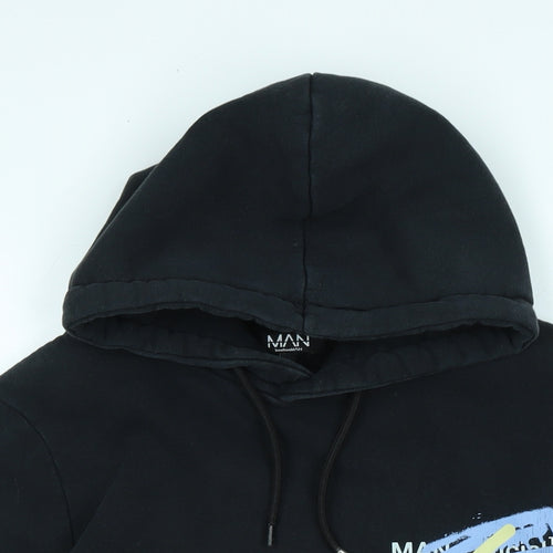 boohoo man Mens Black Polyester Pullover Hoodie Size XS