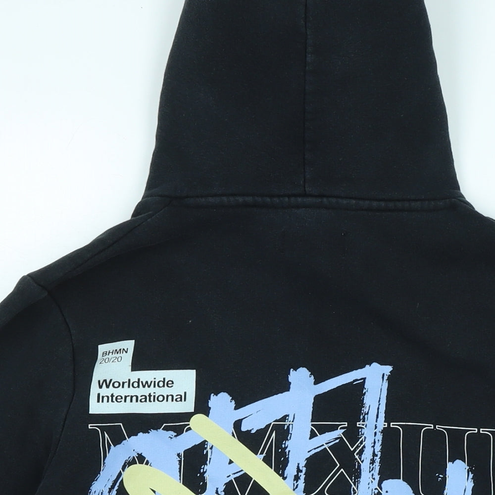 boohoo man Mens Black Polyester Pullover Hoodie Size XS