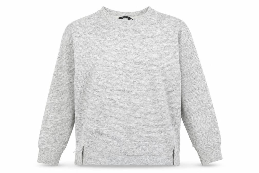 Front view of New Look women’s grey cotton pullover sweatshirt, size M