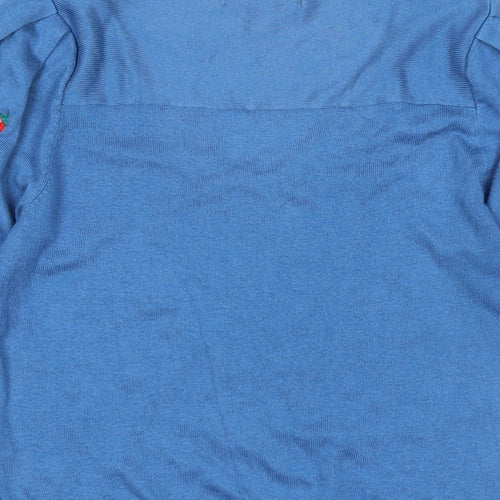 NEXT Womens Blue V-Neck Polyester Pullover Jumper Size S