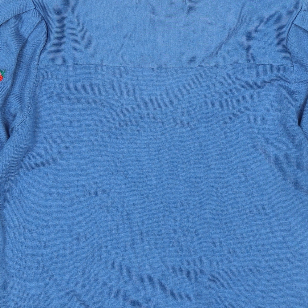 NEXT Womens Blue V-Neck Polyester Pullover Jumper Size S