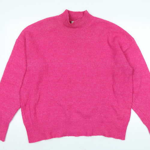 La radoute Womens Pink Mock Neck Acrylic Pullover Jumper Size XL