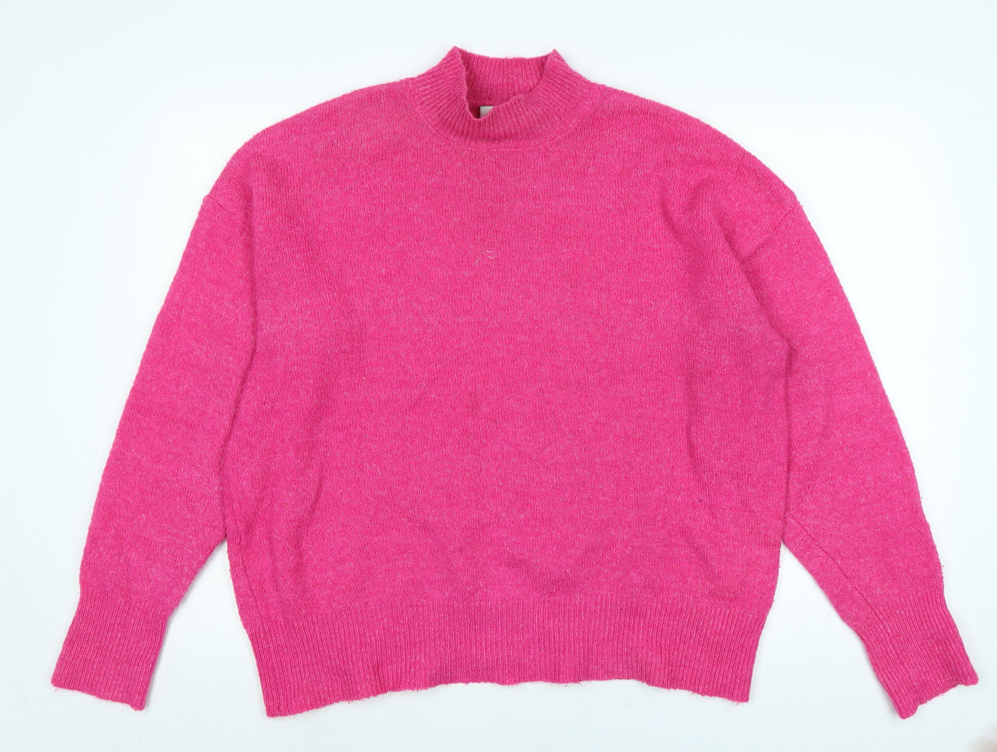 La radoute Womens Pink Mock Neck Acrylic Pullover Jumper Size XL