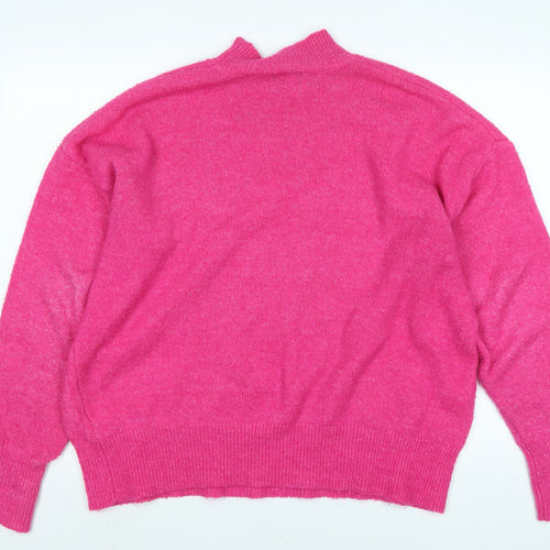 La radoute Womens Pink Mock Neck Acrylic Pullover Jumper Size XL