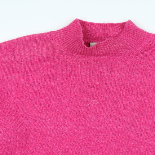 La radoute Womens Pink Mock Neck Acrylic Pullover Jumper Size XL