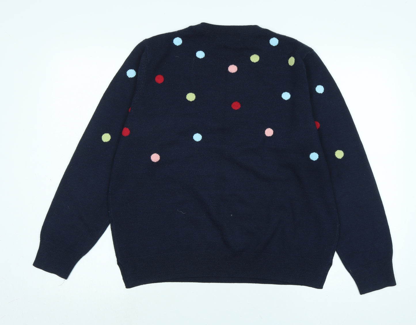 Marks and Spencer Womens Blue Crew Neck Polka Dot Acrylic Pullover Jumper Size 16