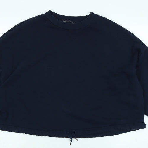 Marks and Spencer Womens Blue Polyester Pullover Sweatshirt Size L - Striped Sleeves.