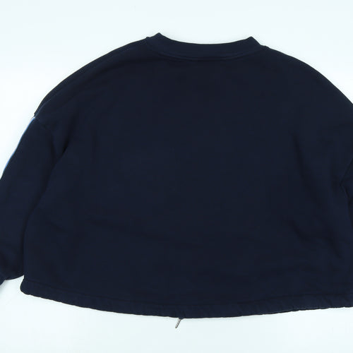 Marks and Spencer Womens Blue Polyester Pullover Sweatshirt Size L - Striped Sleeves.