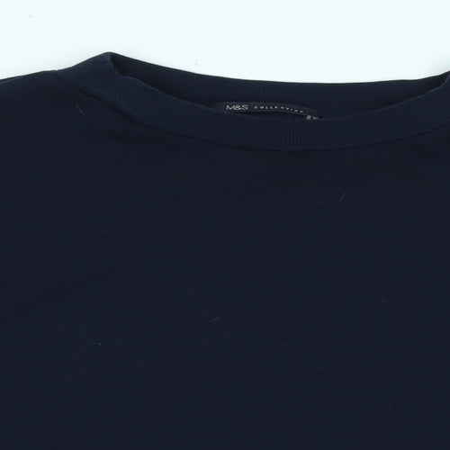 Marks and Spencer Womens Blue Polyester Pullover Sweatshirt Size L - Striped Sleeves.