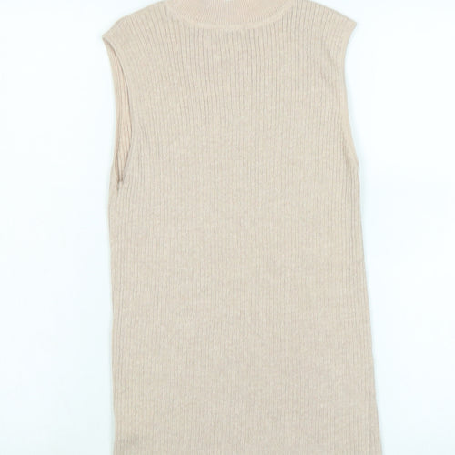 Linea Womens Beige Mock Neck Polyester Vest Jumper Size 12