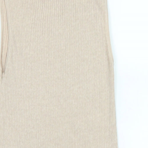 Linea Womens Beige Mock Neck Polyester Vest Jumper Size 12