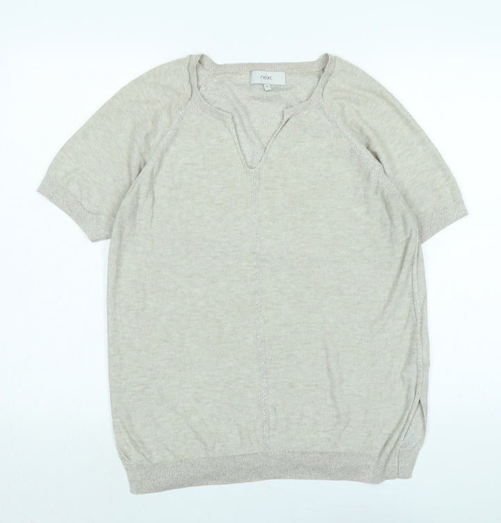 NEXT Womens Gold V-Neck Viscose Pullover Jumper Size 12