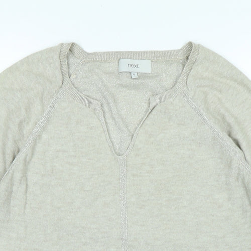 NEXT Womens Gold V-Neck Viscose Pullover Jumper Size 12