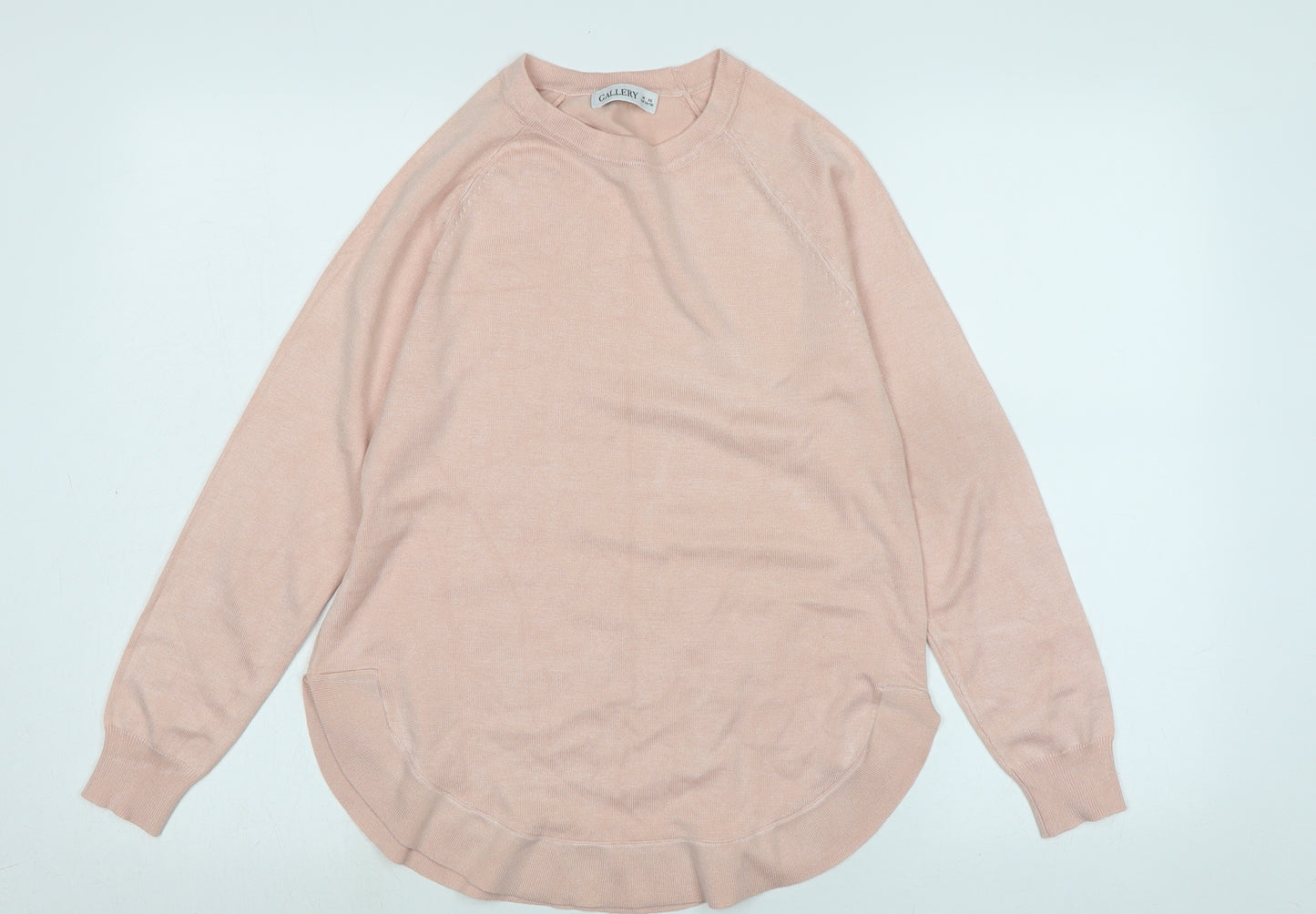 Gallery Womens Pink Crew Neck Polyester Pullover Jumper Size XS