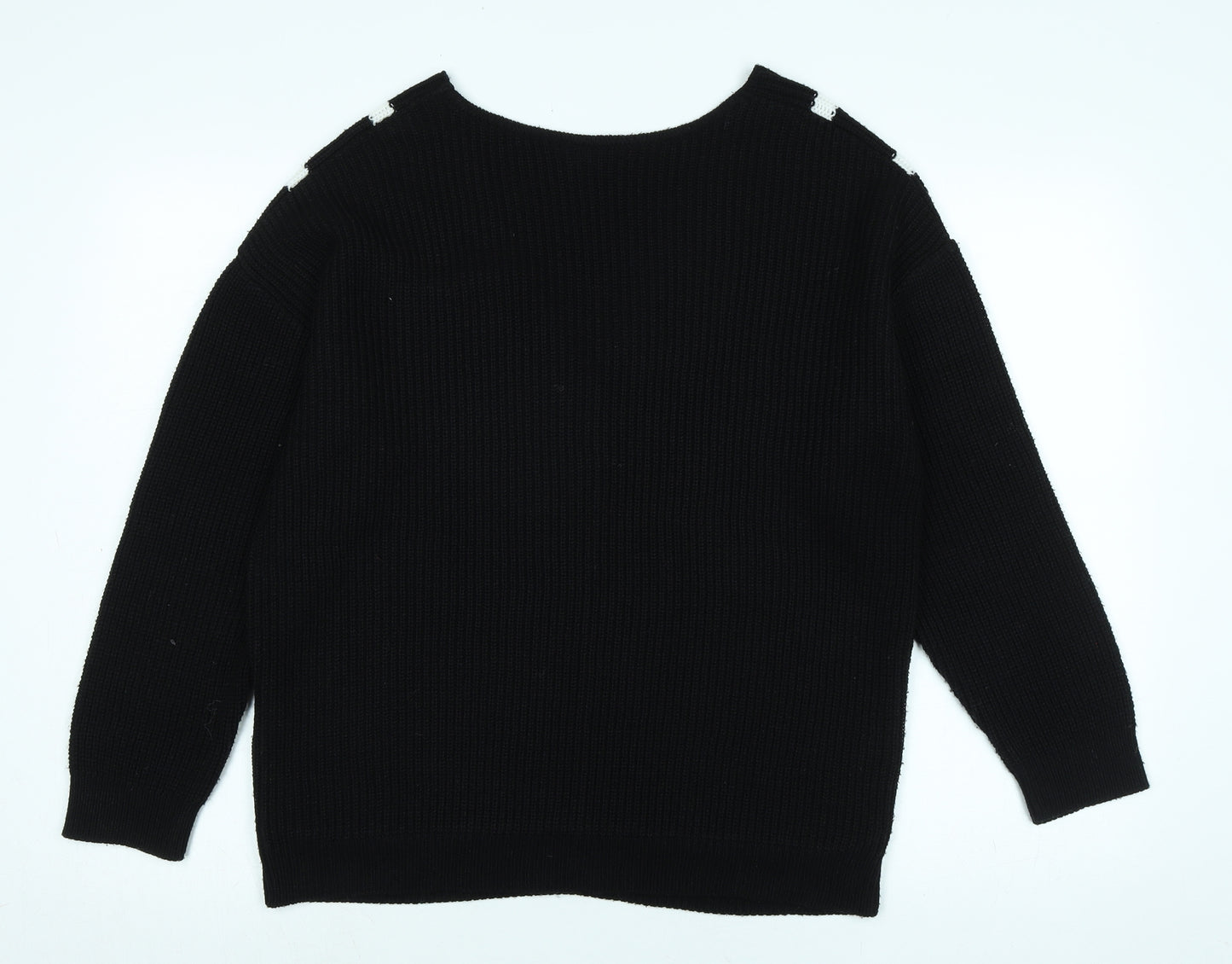 Body Flirt Womens Black V-Neck Acrylic Pullover Jumper Size M