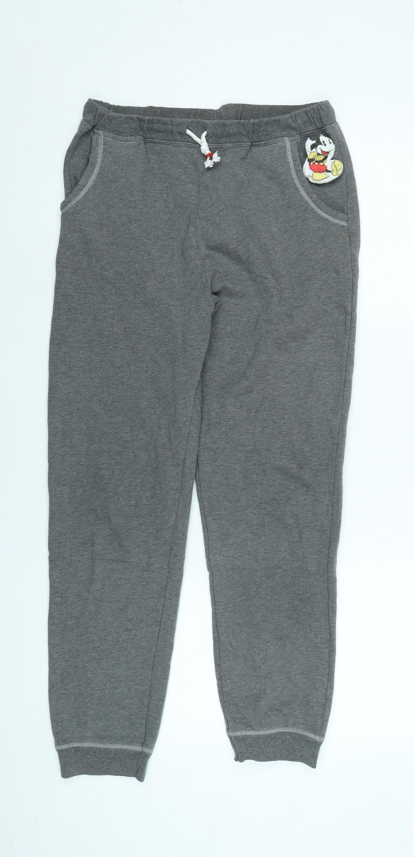 Marks and Spencer Boys Grey Polyester Jogger Trousers Size 13-14 Years L25 in Regular Tie - Disney / Mickey Mouse