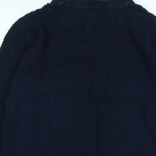 NEXT Mens Blue Collared Cotton Blend Pullover Jumper Size M Long Sleeve