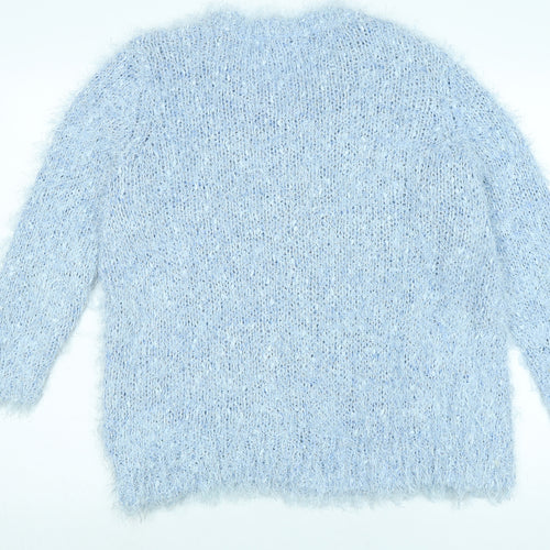 Marks and Spencer Womens Blue Scoop Neck Polyester Pullover Jumper Size 18