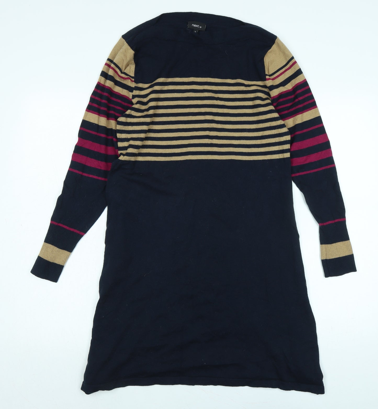 NEXT Womens Blue Cotton Jumper Dress Size 16 Collared