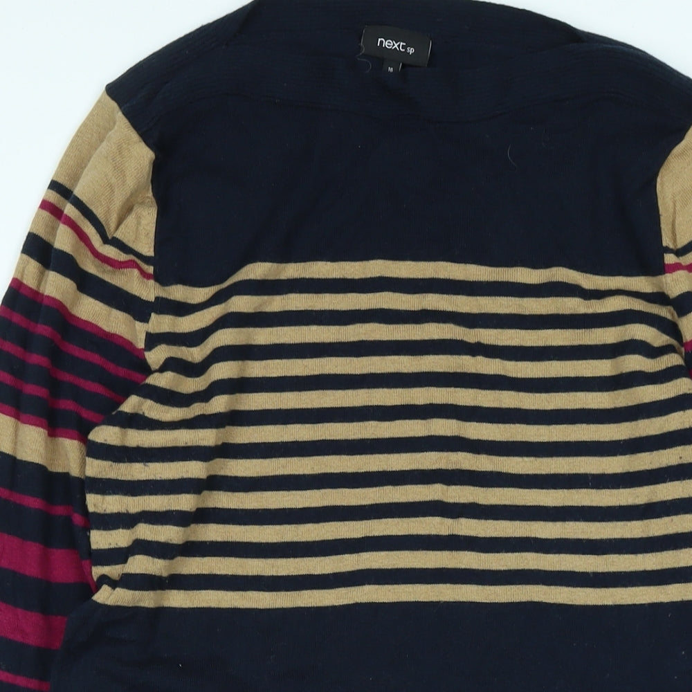 NEXT Womens Blue Cotton Jumper Dress Size 16 Collared