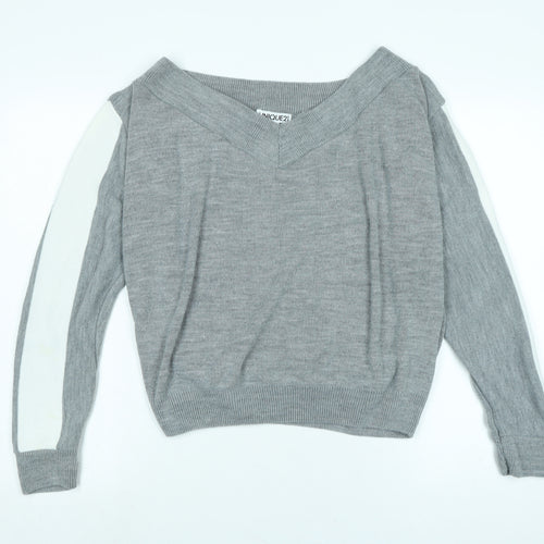 Unique 21 Womens Grey Boat Neck Acrylic Pullover Jumper Size 12