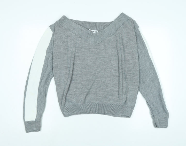 Unique 21 Womens Grey Boat Neck Acrylic Pullover Jumper Size 12