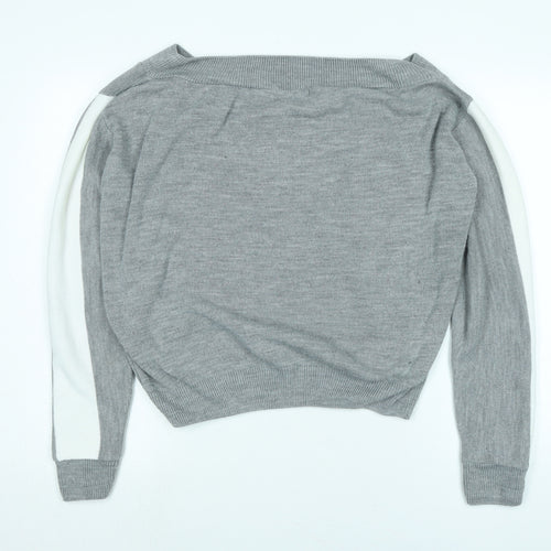 Unique 21 Womens Grey Boat Neck Acrylic Pullover Jumper Size 12