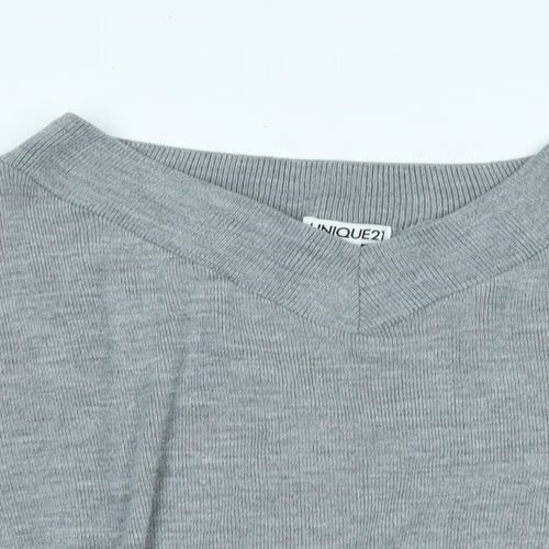 Unique 21 Womens Grey Boat Neck Acrylic Pullover Jumper Size 12