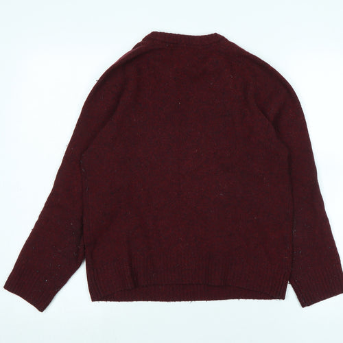 H&M Womens Red Crew Neck Polyimide Pullover Jumper Size M