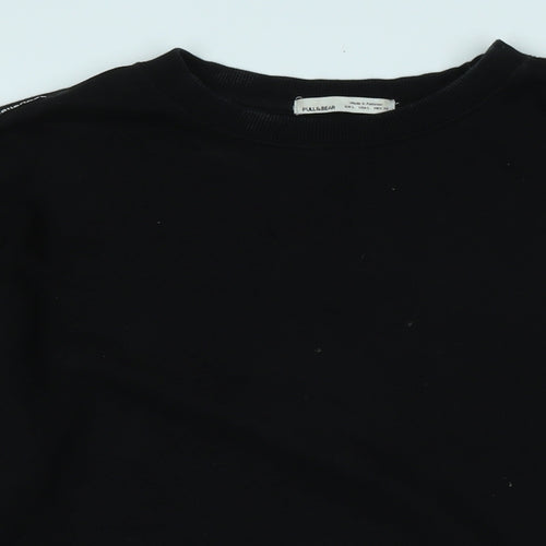 Pull&Bear Womens Black Polyester Pullover Sweatshirt Size L